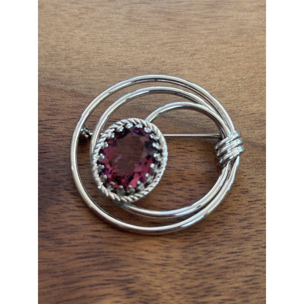 VINTAGE DANECRAFT PURPLE STERLING SILVER 925 BROOCH PIN RETRO PRETTY SIGNED